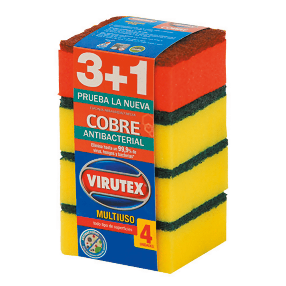 Esponja lisa x3+1 cobre virutex